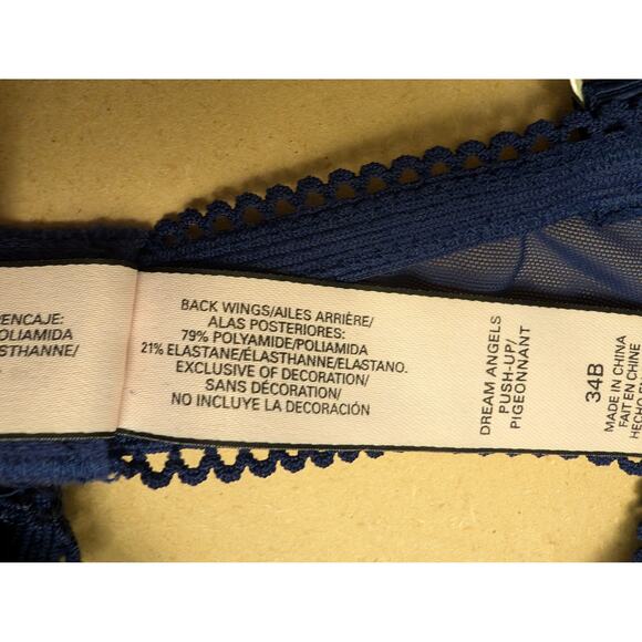 Victoria's Secret Dream Angels‎ Push Up Bra Blue Nude Lace Underwired Two Toned - Picture 7 of 7